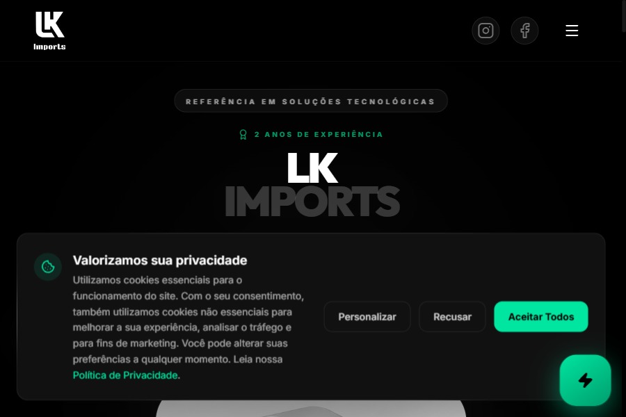 Interface institucional LK Imports